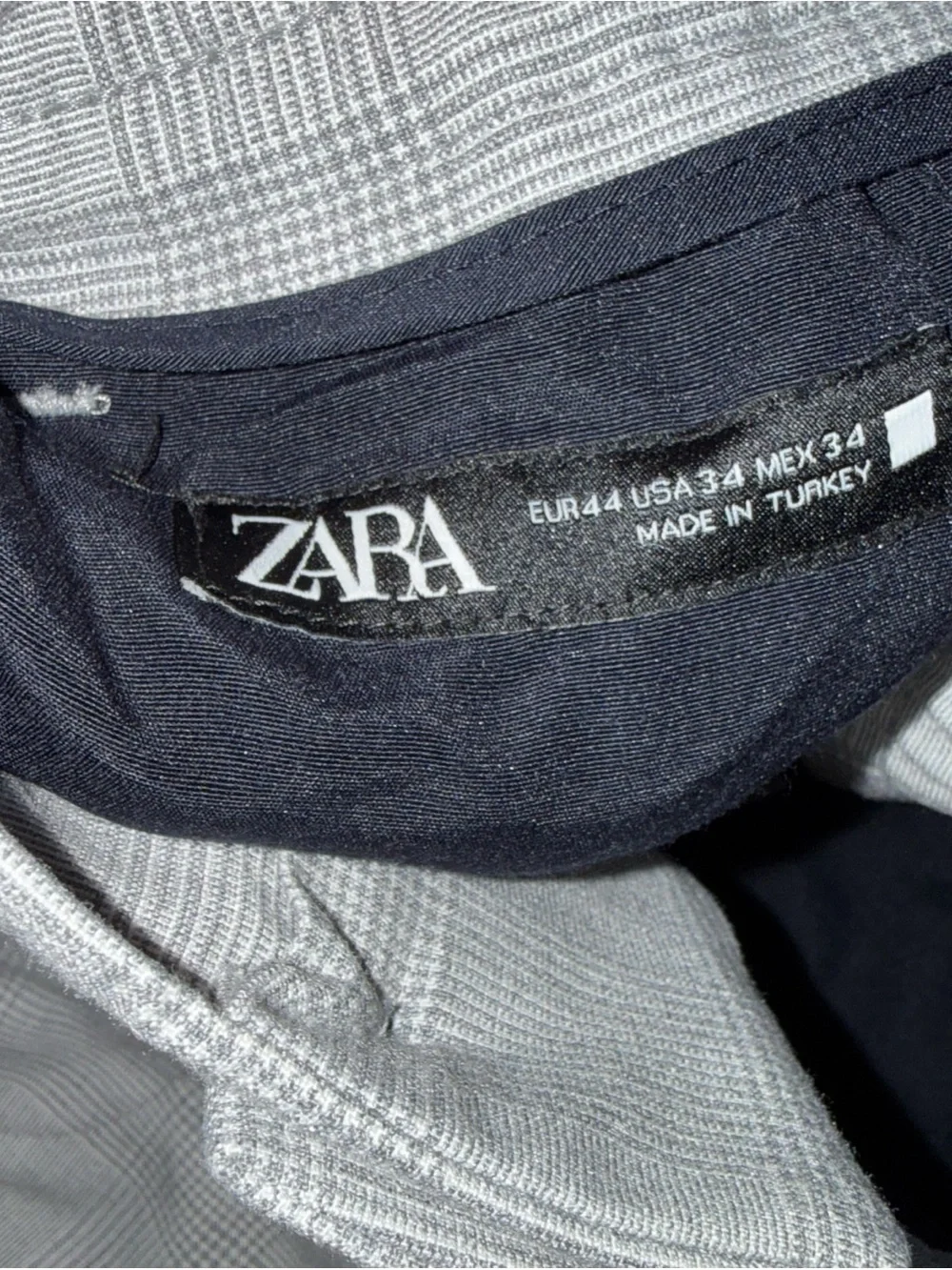 Zara Light Gray Plaid Dress Pants